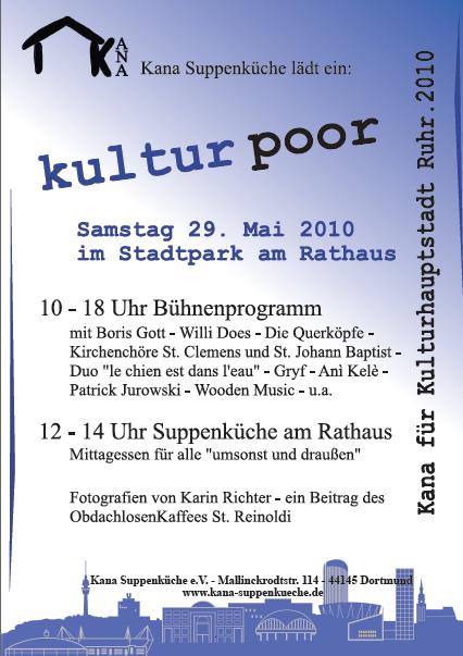 Bild: Flyer zu kultur poor am 29. Mai 2010 am Rathaus in Dortmund